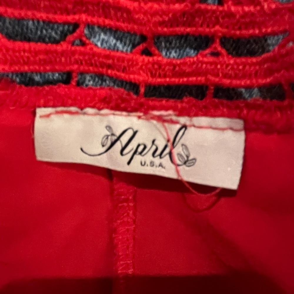 Red Ruffled Flutter Sleeve Blouse size Medium Red 2000s Y2K - Picture 8 of 8